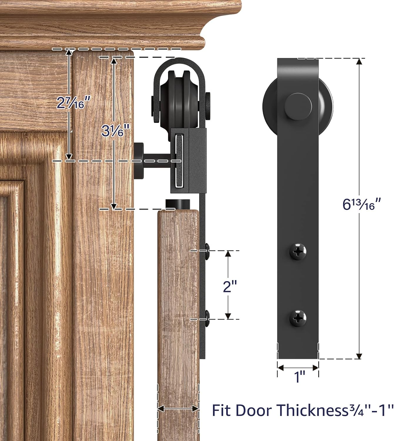 Cabinet Sliding Barn Door Hardware Kit, J Shape Hanger