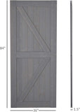 SmartStandard 7' H x 3' W Sturdy Sliding Barn Door, Unfinished Solid Spruce Wood Frame with Pre-Drilled Holes, Grey