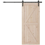 SmartStandard 36in x 84in Sliding Barn Wood Door Pre-Drilled Ready to Assemble, DIY Unfinished Solid Cypress Wood Panelled Slab, Interior Single Door Only, Natural, K-Frame