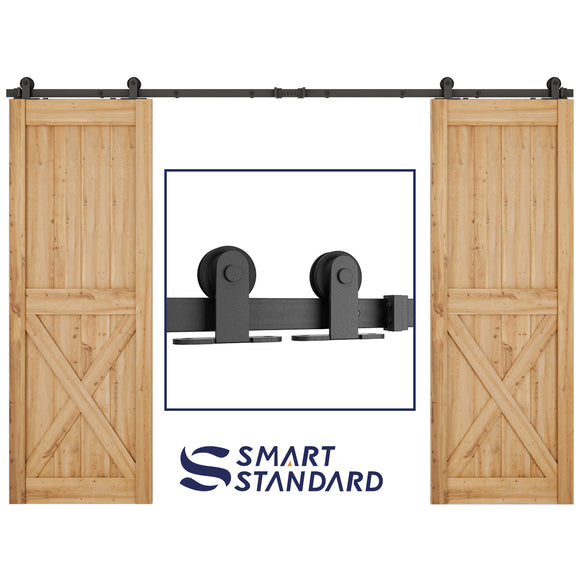 10ft Heavy Duty Sturdy Double Door Sliding Barn Door Hardware Kit - Fit 30