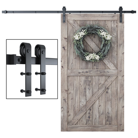 SmartStandard 8 Foot One-Piece Track Sliding Barn Door Hardware Kit - Smoothly and Quietly - Easy to Install - Includes Step-By-Step Installation Instruction -Fit 42