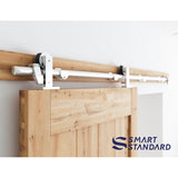 SMARTSTANDARD 5 FT Top Mount Heavy Duty Sliding Barn Hardware Kit, Single Rail, Stainless Steel, Smoothly and Quietly, Simple and Easy to Install, Fit 30" Wide Door Panel (T Shape Hanger)