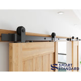 10ft Heavy Duty Sturdy Double Door Sliding Barn Door Hardware Kit - Fit 30" Wide Door Panel(T Shape Hanger)