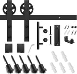 6.6FT Heavy Duty Sliding Barn Door Hardware Kit, 6.6FT Single Rail, Black, (Whole Set Includes 1x Pull Handle Set & 1x Floor Guide) Fit 36"-40" Wide Door Panel (Big-Wheel Hanger)
