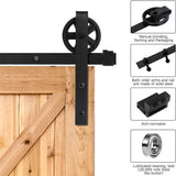 6.6FT Heavy Duty Sliding Barn Door Hardware Kit, 6.6FT Single Rail, Black, (Whole Set Includes 1x Pull Handle Set & 1x Floor Guide) Fit 36"-40" Wide Door Panel (Big-Wheel Hanger)