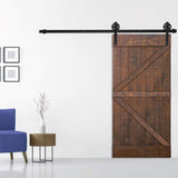 6.6FT Heavy Duty Sliding Barn Door Hardware Kit, 6.6FT Single Rail, Black, (Whole Set Includes 1x Pull Handle Set & 1x Floor Guide) Fit 36"-40" Wide Door Panel (Big-Wheel Hanger)
