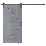SMARTSTANDARD 42in x 84in Sliding Barn Door with 7ft Barn Door Hardware Kit & Handle, Pre-Drilled Ready to Assemble, DIY Unfinished Solid Spruce Wood Panelled Slab, K-Frame, Grey