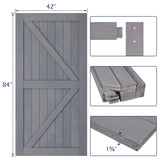SMARTSTANDARD 42in x 84in Sliding Barn Door with 7ft Barn Door Hardware Kit & Handle, Pre-Drilled Ready to Assemble, DIY Unfinished Solid Spruce Wood Panelled Slab, K-Frame, Grey