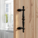 comforthomi 14” Pipe Barn Door Handle, Black Rustic Cast Iron Grab Bar, Industrial Bar Pull for Gate, Shed, Garage