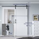 THLYNSAM 36in x 84in MDF Sliding Barn Door with 6.6ft Barn Door Hardware Kit & Handle, Pre-Drilled Holes Easy Assembly -Solid Wood Slab Inside Covered with Water-Proof PVC Surface, White, H-Frame
