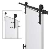 THLYNSAM 36in x 84in MDF Sliding Barn Door with 6.6ft Barn Door Hardware Kit & Handle, Pre-Drilled Holes Easy Assembly -Solid Wood Slab Inside Covered with Water-Proof PVC Surface, White, H-Frame
