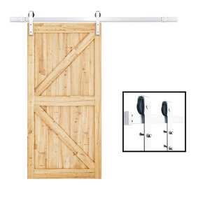 SMARTSTANDARD 6.6FT Heavy Duty Sliding Barn Door Hardware Kit, Single Rail, Stainless Steel, Super Smoothly and Quietly, Simple and Easy to Install, Fit 36"-40" Wide DoorPanel (J Shape Hanger)