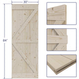 Paneled Wood Unfinished Sliding Barn Door without Installation Hardware Kit